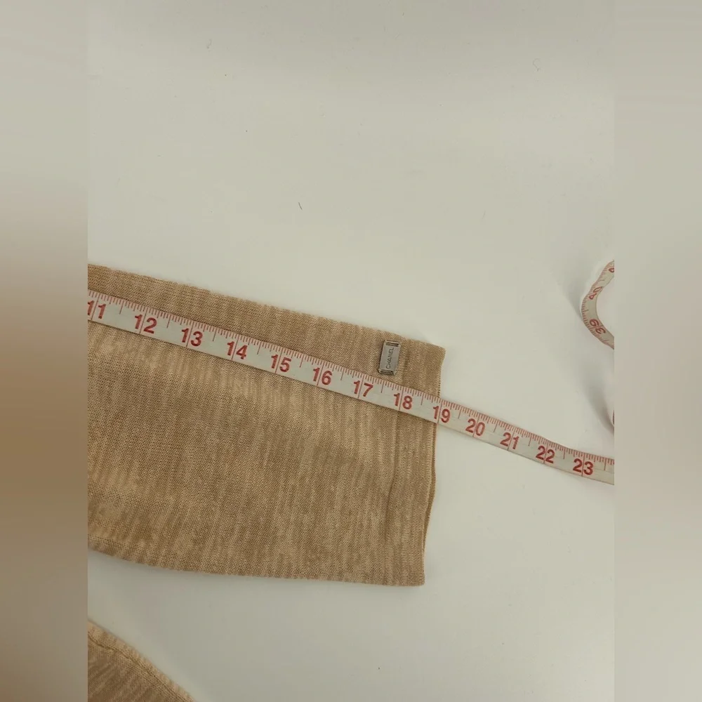 CHANEL Cardigan Twin Set 99P Beige Size 46 Tank Size 50 Cardigan Cotton